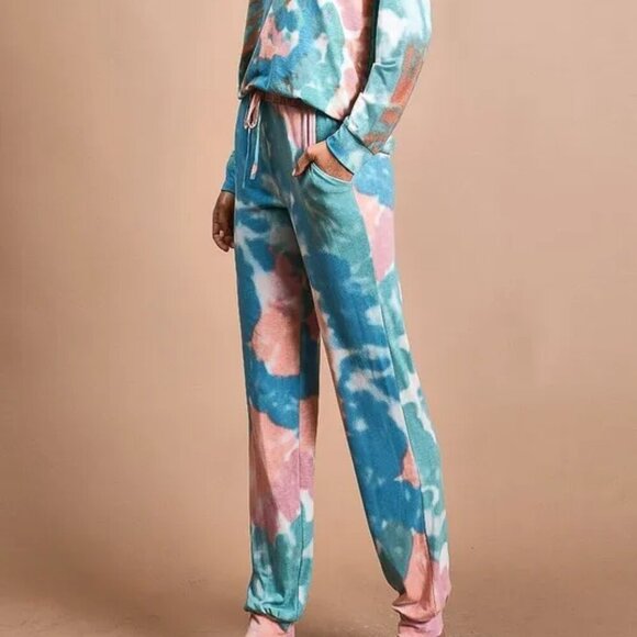 BiBi Tie Dye French Terry Jogger Pants - Picture 1 of 9